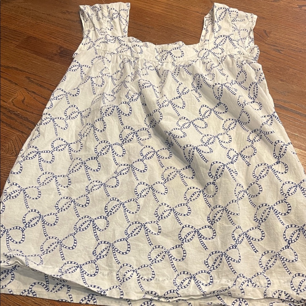 Navybleu x Sarah Fritz collab White and Blue bow Patterned Sleeveless dress sm